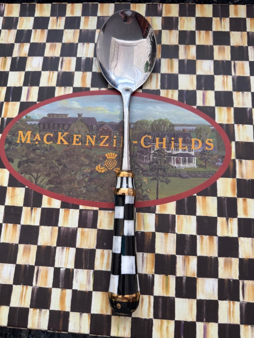 MacKenzie-Childs Courtly Check Serving Spoon Retired Displayed Only Stunning